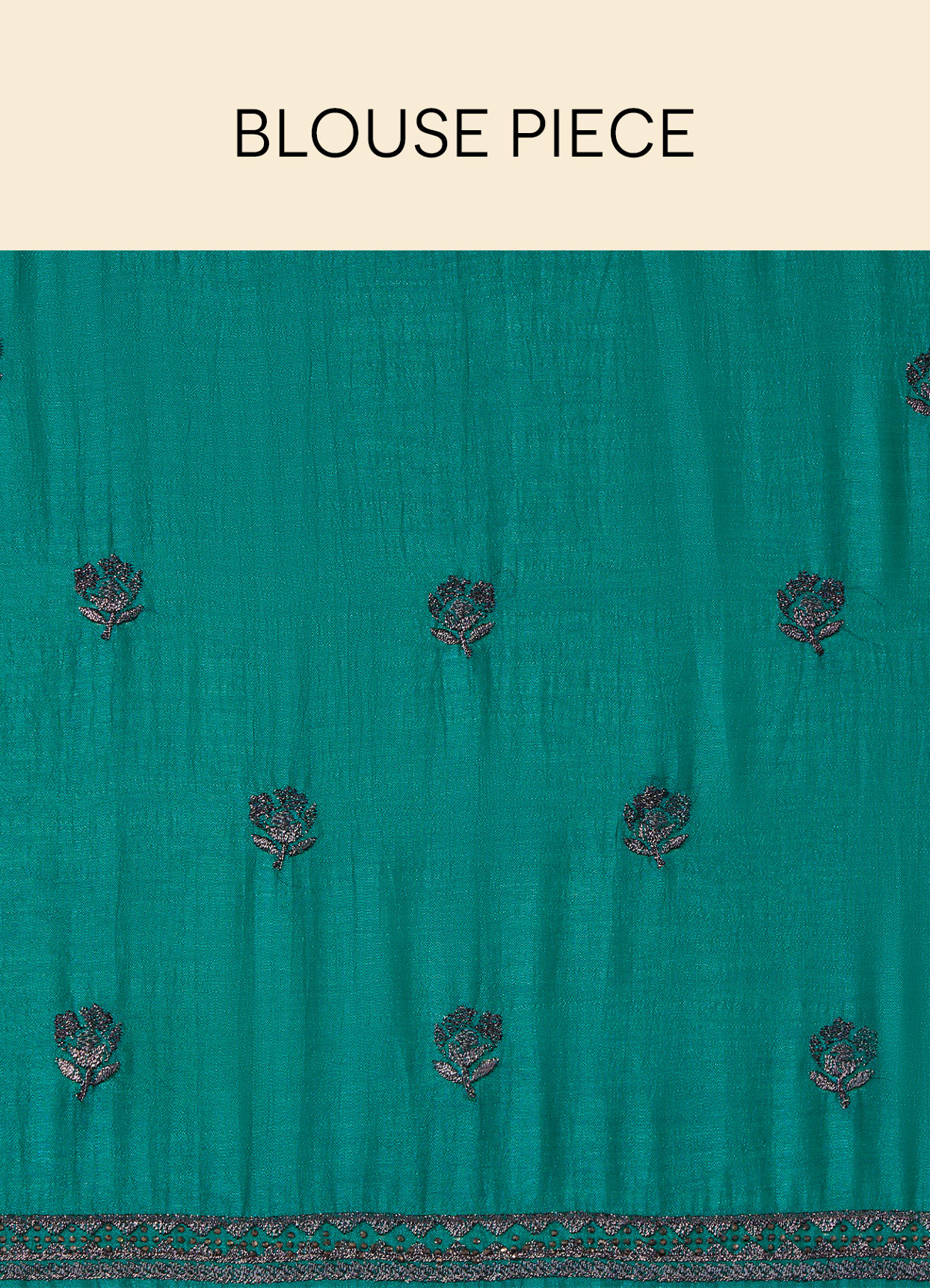 Emerald Green Stone Work Saree with Floral Patterns image number 5